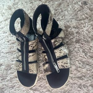 Marc Jacobs Snake Print Sandals - Black and Tan 7 1/2